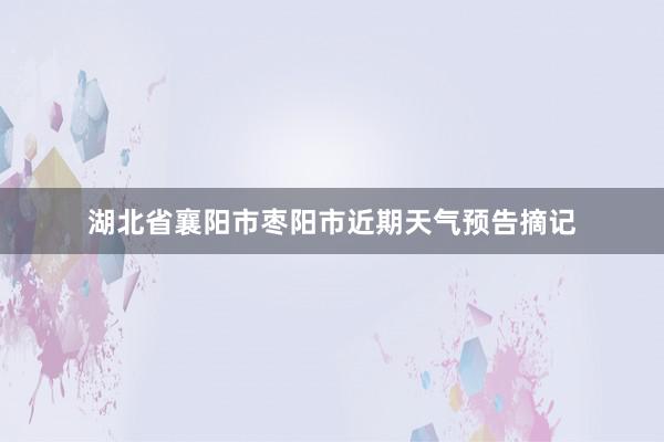 湖北省襄阳市枣阳市近期天气预告摘记